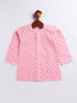 Infant Boy's Pink And White Cotton Kurta Pyjama Set