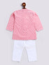Infant Boy's Pink And White Cotton Kurta Pyjama Set