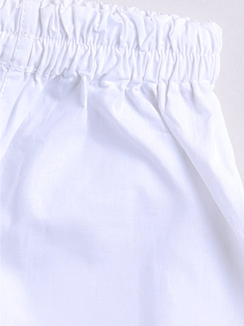 Infant Boy's Pink And White Cotton Kurta Pyjama Set