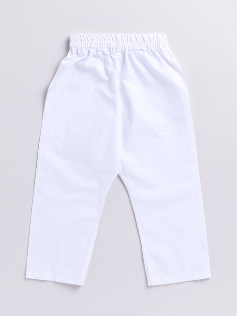 Infant Boy's Pink And White Cotton Kurta Pyjama Set