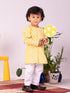 Infant Boy's Yellow And White Cotton Kurta Pyjama Set
