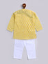 Infant Boy's Yellow And White Cotton Kurta Pyjama Set