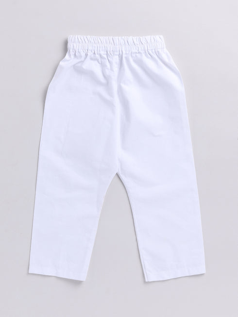 Infant Boy's Yellow And White Cotton Kurta Pyjama Set