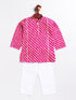 Infant Boy's Pink And White Cotton Kurta Pyjama Set