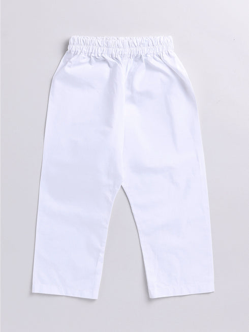 Infant Boy's Pink And White Cotton Kurta Pyjama Set