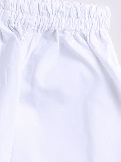 Infant Boy's Pink And White Cotton Kurta Pyjama Set