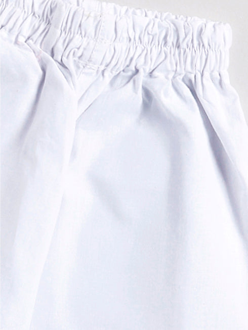 Infant Boy's Yellow And White Cotton Kurta Pyjama Set