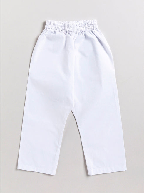 Infant Boy's Yellow And White Cotton Kurta Pyjama Set