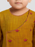 Baby Boy's Mustard Embroidered Cotton Kurta Pyjama Set