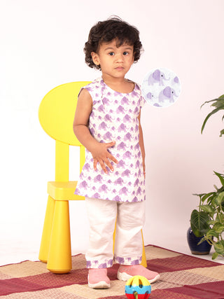 Vastramay Infant Boys Purple Cotton Blend Kurta Pyjama Set