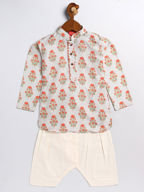 Sishu Boy's' Multicolor-Base-Beige And Cream Kurta Patiala Set