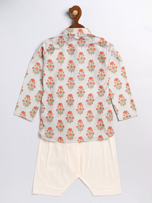 Sishu Boy's' Multicolor-Base-Beige And Cream Kurta Patiala Set