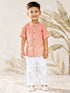 Boy's Peach Cotton Kurta Pyjama Set