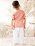 Boy's Peach Cotton Kurta Pyjama Set