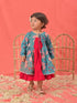 Girl's Red Anarkali Dress With Printed Jacket