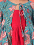 Girl's Red Anarkali Dress With Printed Jacket