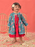 Girl's Red Anarkali Dress With Printed Jacket