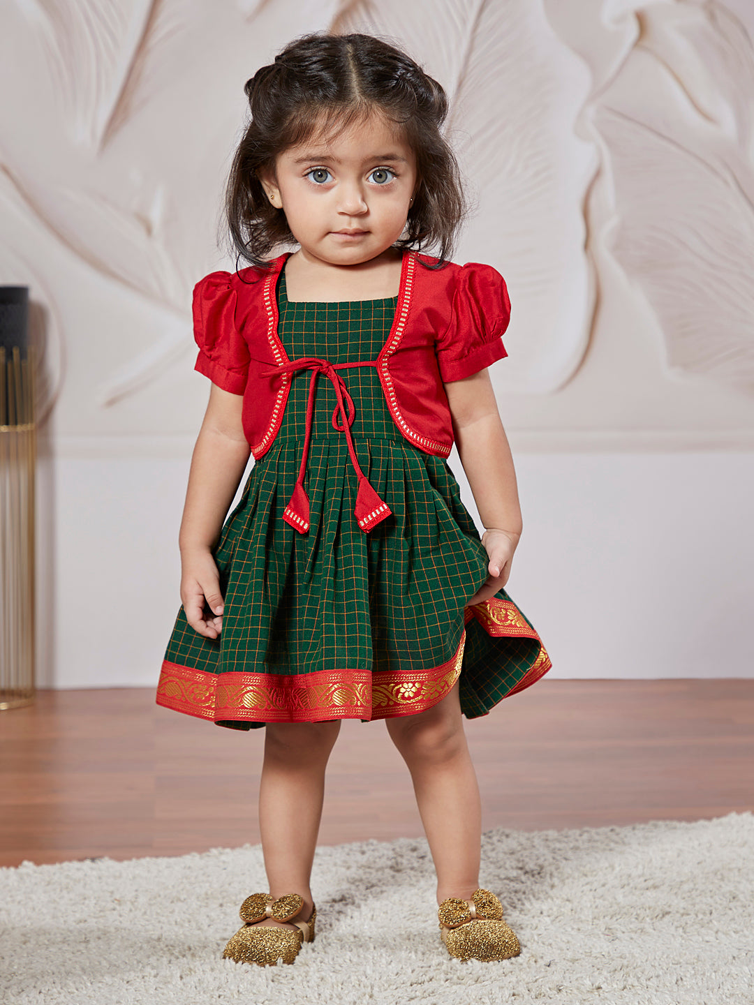 Girl's' Green Dress With Jacket