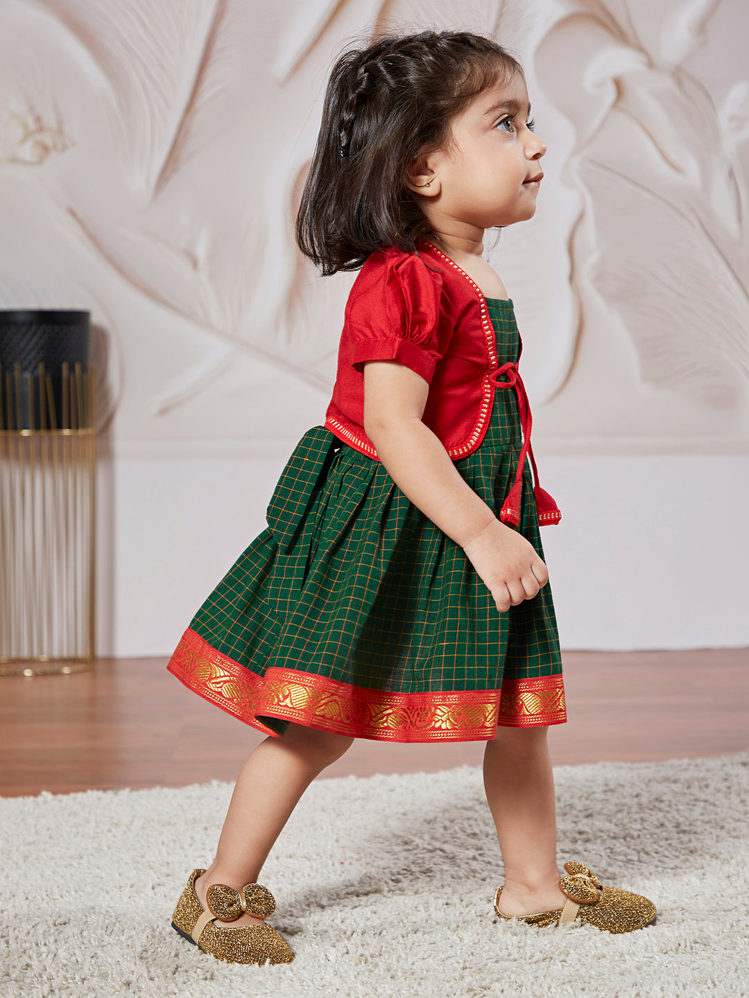 Girl's' Green Dress With Jacket