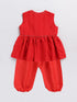 Girl's' Red Chanderi Ethnic Combo Set