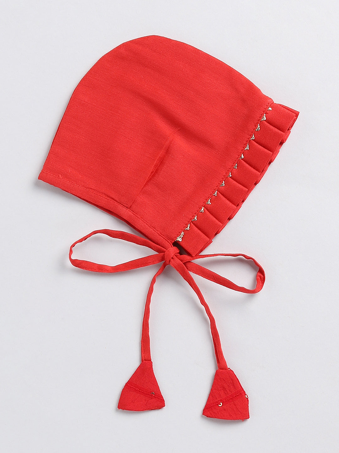 Girl's' Red Chanderi Ethnic Combo Set