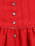 Girl's' Red Chanderi Ethnic Combo Set