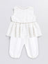 Girl's' White Chanderi Ethnic Combo Set