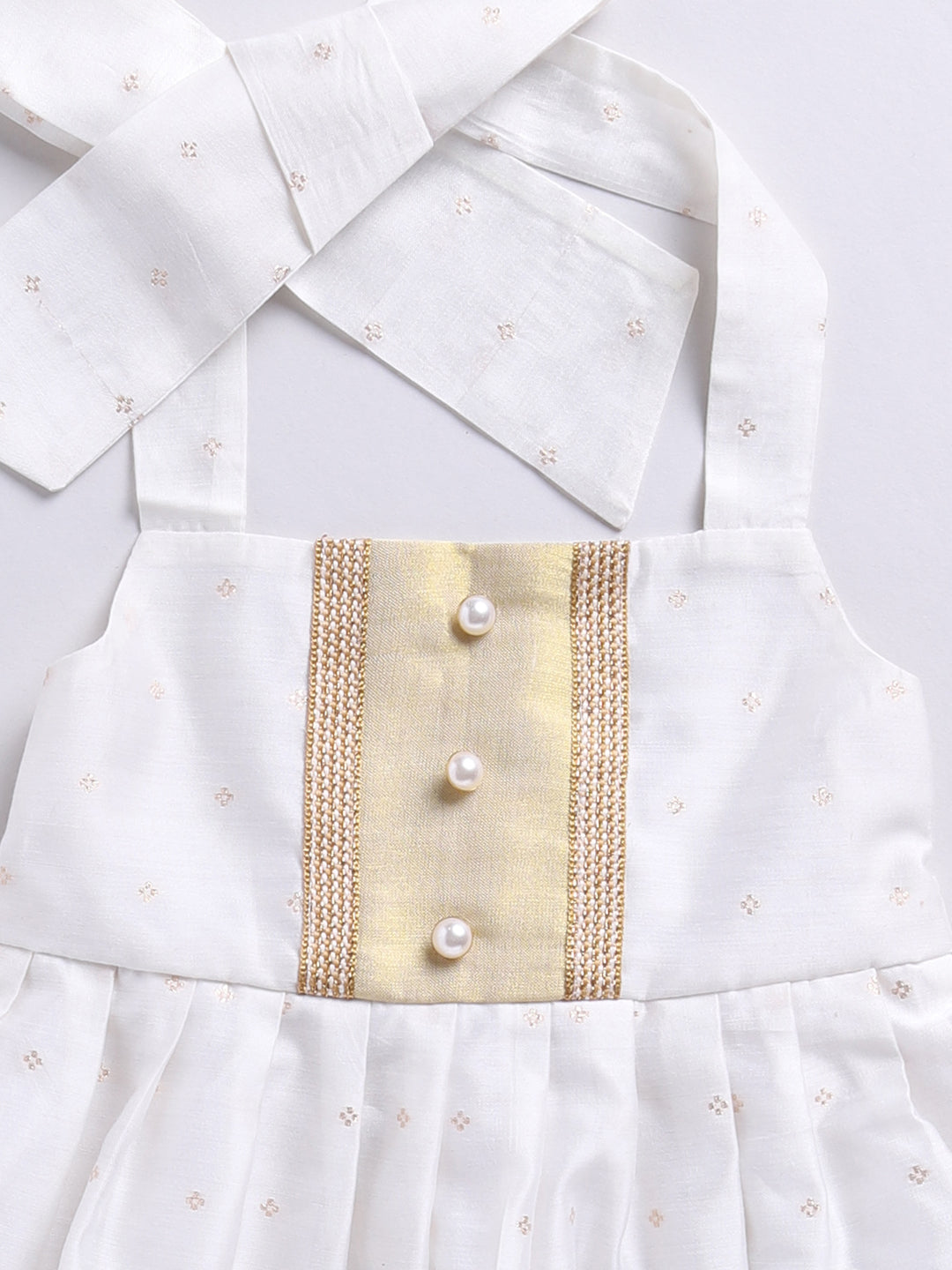 Girl's' White Frock, Shoe And Head Band