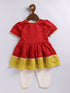 Girl's' Red And Cream Dhoti Kurta Set