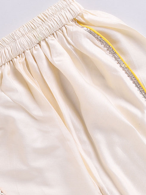 Girl's' Red And Cream Dhoti Kurta Set