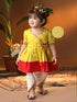 Girl's' Yellow And Cream Dhoti Kurta Set