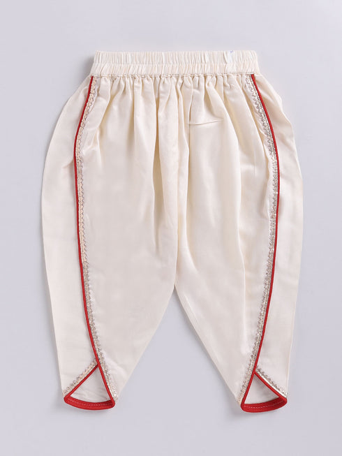 Girl's' Yellow And Cream Dhoti Kurta Set