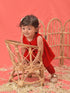 Girl's Red Cotton Flock And Dhoti Set