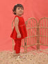 Girl's Red Cotton Flock And Dhoti Set