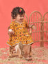 Girl's Yellow Angrakha Style Patola Print Kurta Dhoti Set