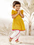 Girl's Mustard Pink Floral Kurta Dhoti Set