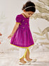 Girl's Purple Yellow Floral Kurta Dhoti Set