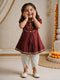 Girls Maroon Cotton Embroidered Kurta Dhoti Set