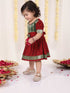 Girl's Maroon And Green Banarsi Frock