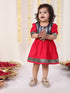 Girl's Navy Blue And Pink Banarsi Frock