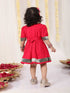 Girl's Navy Blue And Pink Banarsi Frock