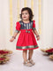 Girl's Navy Blue And Pink Banarsi Frock