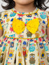 Girls Multicolour Cotton Animal Print Ruffle Sleeve A-Line Dress