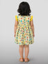 Girls Multicolour Cotton Animal Print Ruffle Sleeve A-Line Dress