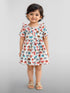Girls Multicolour Cotton Animal Print Gathered Short Sleeve A-Line Dress