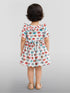 Girls Multicolour Cotton Animal Print Gathered Short Sleeve A-Line Dress