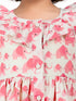 Girls Pink Cotton Animal Print Gathered Short Sleeve A-Line Dress