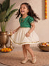 Girls Green Chanderi Zari Embroidered Party Dress