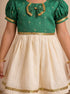 Girls's Green Chanderi Embroidered Thigh Length Dress