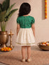 Girls's Green Chanderi Embroidered Thigh Length Dress